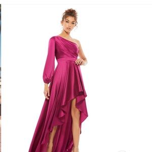 Gorgeous MacDuggal One-shoulder full-length satin dress